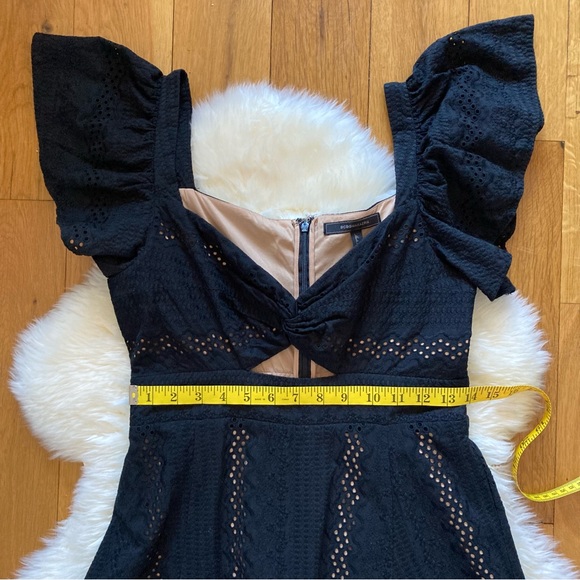 BCBGMAXAZRIA Black Embroidery Fit And flare Midi Dress Size 8 - Picture 9 of 13